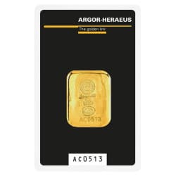 Zlatý slitek 50 g Argor Heraeus litý