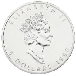Stříbrná mince 1 Oz Maple Leaf 1990