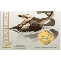 Stříbrná mince 1 Oz Kookaburra 2026 Pozlacená (v kartě)