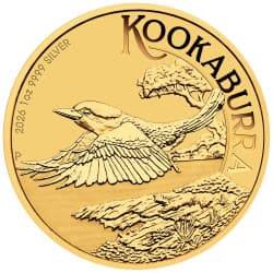 Stříbrná mince 1 Oz Kookaburra 2026 Pozlacená (v kartě)
