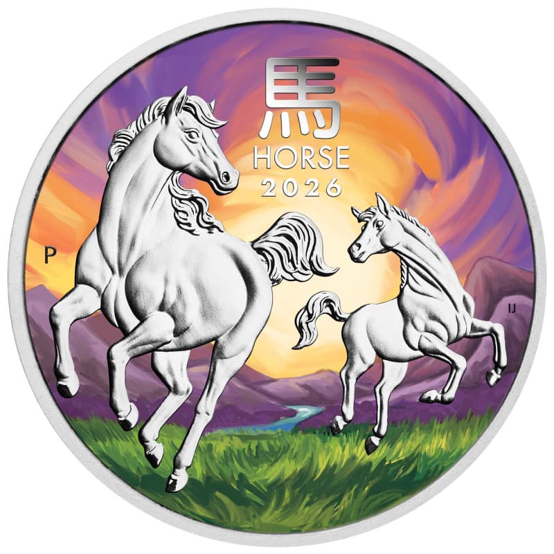 Stříbrná mince 1 Oz Lunar Series III Year of the Horse 2026 Kolorováno (v kartě)