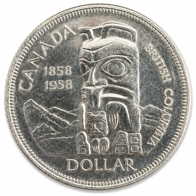 Stříbrná mince 1 Dollar Canada British Columbia 1958
