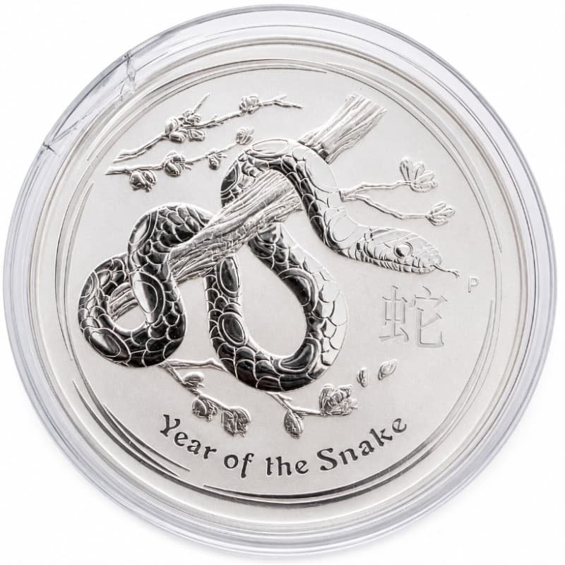 Stříbrná mince 10 Oz Lunar Series II Year of the Snake 2013 poškozený obal