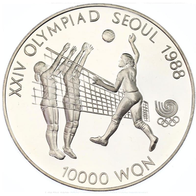 Stříbrná mince 10000 WON XXIV OLYMPIAD SEOUL Volleyball- 1987