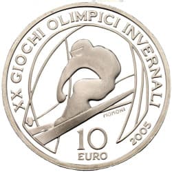 Stříbrná mince 10 EURO 2006 Winter Olympics - Alpine Skiing Proof - 2005