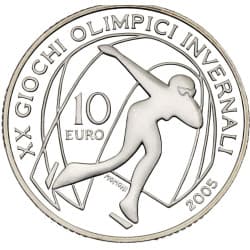 Stříbrná mince 10 EURO 2006 Winter Olympics - Speed skating Proof - 2005