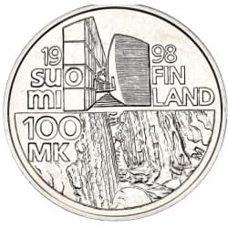 Stříbrná mince 100 Markkaa Alvar Aalto - 1998 Proof