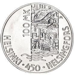 Stříbrná mince 100 Markkaa Helsinki - 2000 Proof