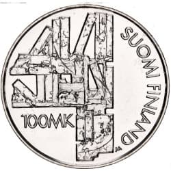 Stříbrná mince 100 Markkaa Aleksis Kivi author - 2000 Proof