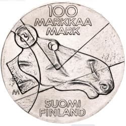 Stříbrná mince 100 Markkaa Pictorial Arts of Finland - 1989 Proof