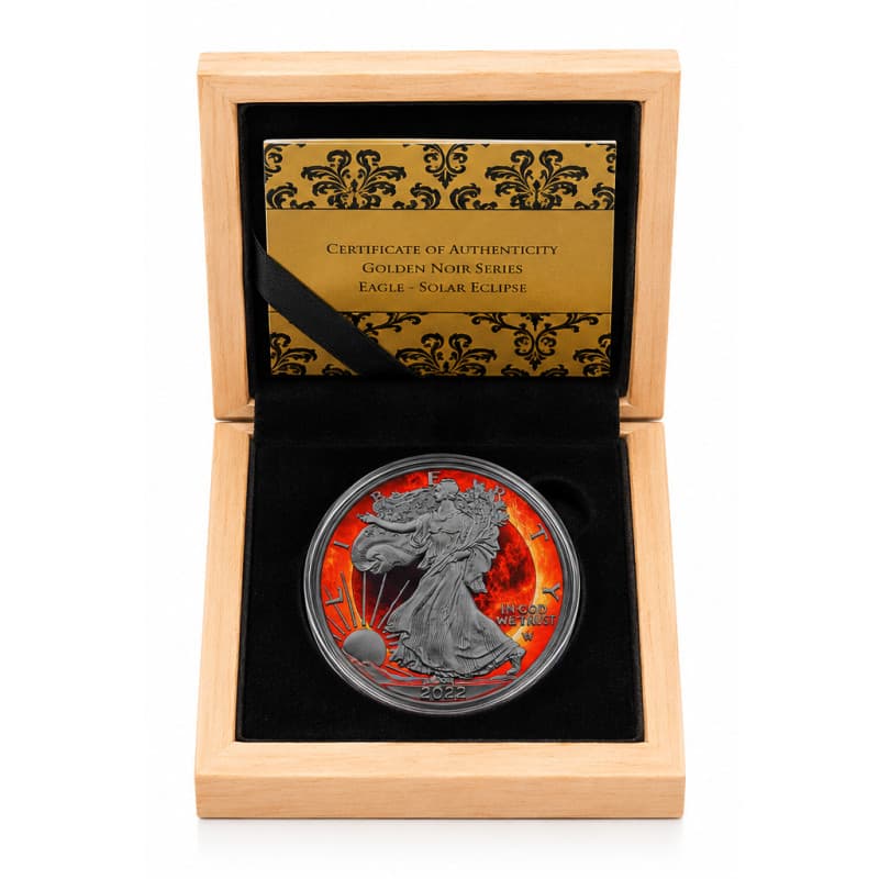 Stříbrná mince 1 Oz American Eagle Golden Noir Series Solar Eclipse 2022
