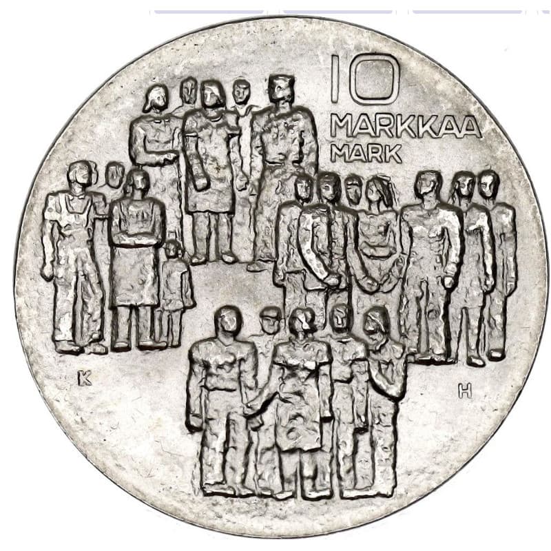 Stříbrná mince 10 Markkaa Independence - 1977