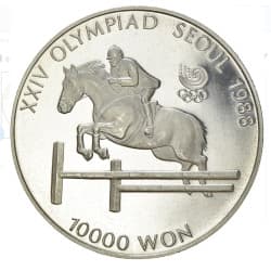 Stříbrná mince 10000 WON XXIV OLYMPIAD SEOUL Equestrian Events - 1988