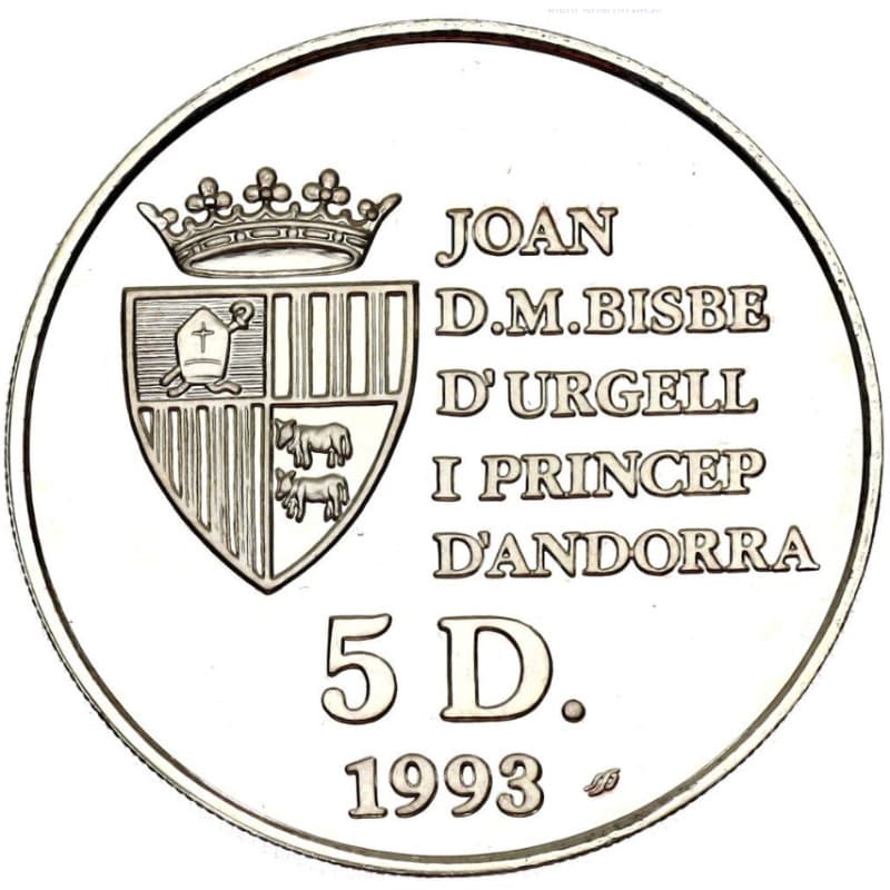Stříbrná mince 5 Diners - Joan Martí i Alanis XVII Winter Olympic Games - 1993 Proof