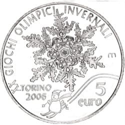 Stříbrná mince 5 Euros 2006 Turin Olympics - 2005 Proof