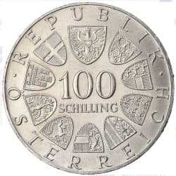 Stříbrná mince 100 Schilling Internationales Zentrum - 1979 Proof