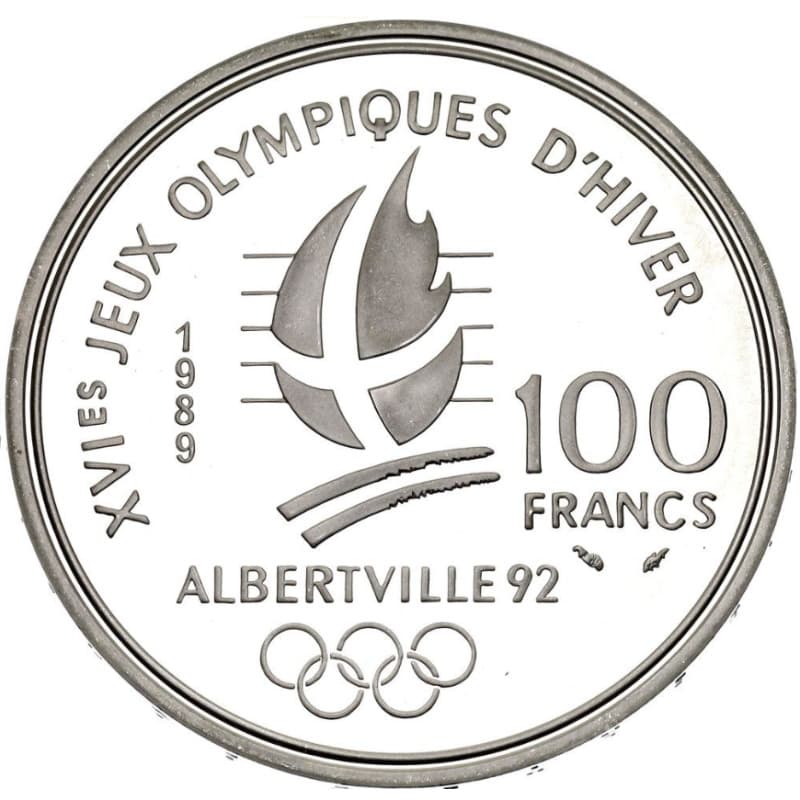 Stříbrná mince 100 Francs Ice Skating - 1989 Proof