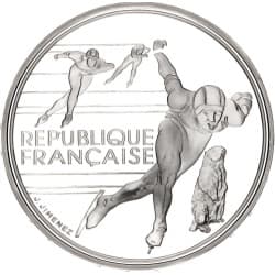 Stříbrná mince 100 Francs Speed Skating - 1989 Proof
