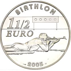 Stříbrná mince 1½ Euro Biathlon - 2005