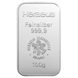 Stříbrný slitek 100 g Heraeus