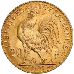 Zlatá mince 20 Frank Marianne Rooster - Kohout různé roky (1899-1914)