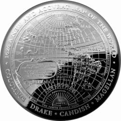 Stříbrná mince 1 Oz New Map of the World 1626 - Nová mapa světa 2019 Proof
