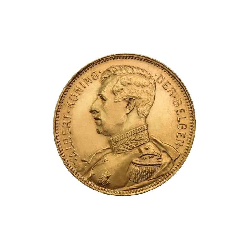 Zlatá mince 20 Frank Belgie Albert I různé roky (1909-1934)