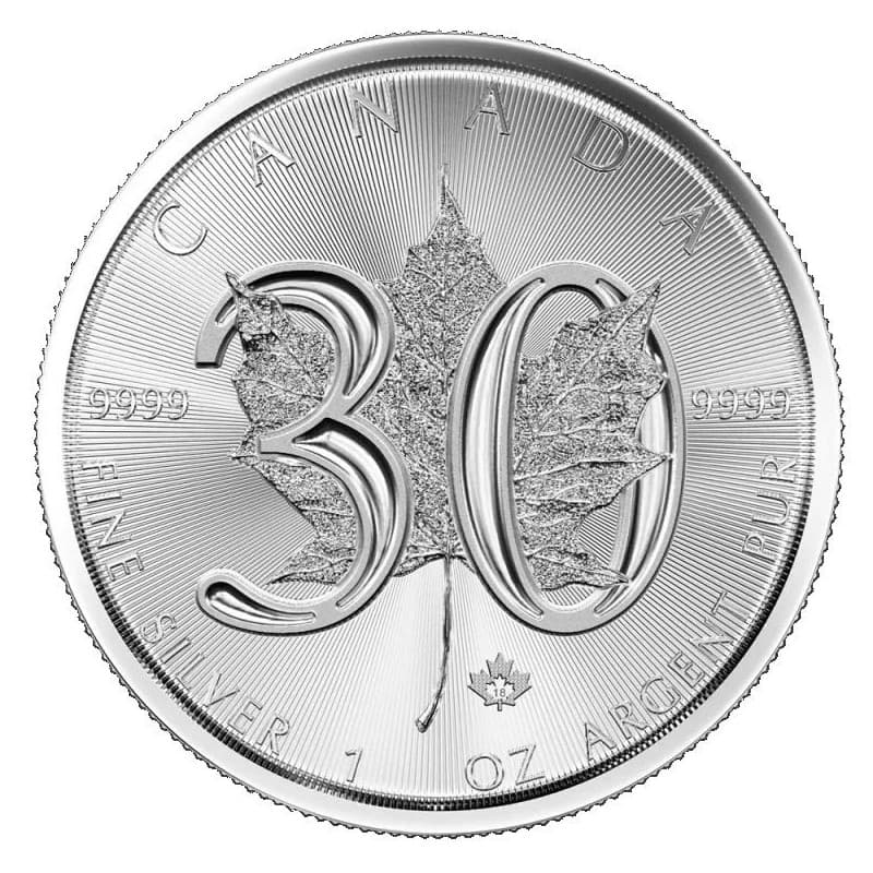 Stříbrná mince 1 Oz Maple Leaf 2018 - 30th Anniversary