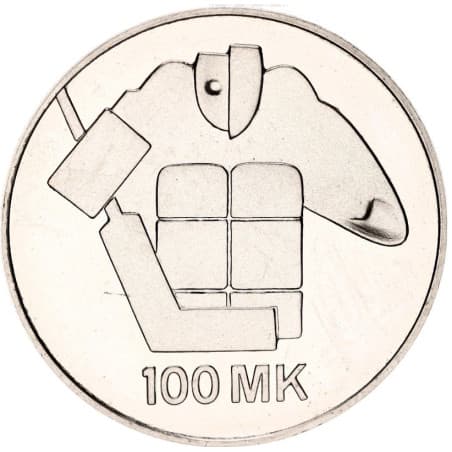 Stříbrná mince 100 Markkaa World Ice Hockey Championships - 1991 Proof