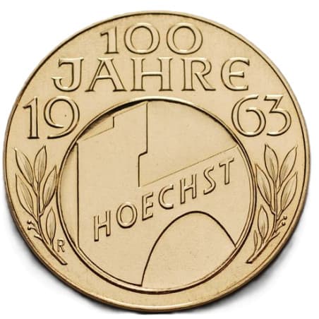 Zlatá medaile 8 g 100 Jahre Farbwerke Hoechst AG. 1863–1963